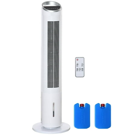 Resenkos 40" Portable Oscillating Air Cooler Fan for Home Office, 3-In-1 Standing Ice Floor Fan with Humidifier, White