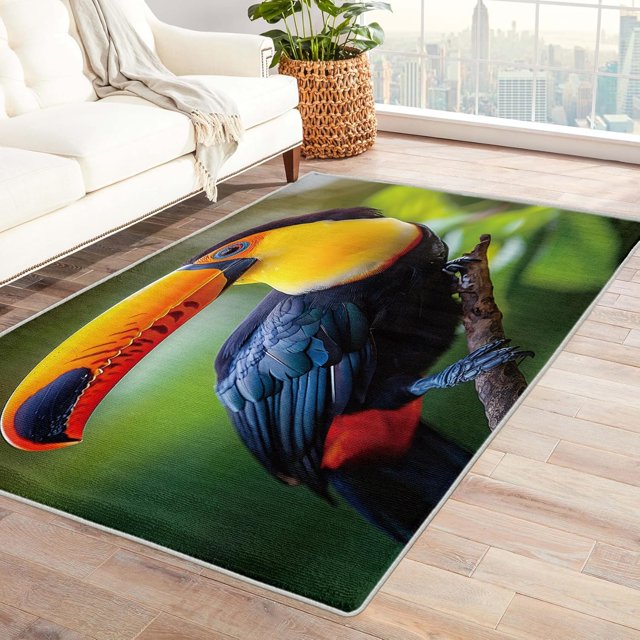 Toucan Area Rugs for Bedroom Living Room - 3x5 ft - Animal Carpet for Home Decor - Animal Patterned Decorative Indoor Small Rug - Washable & Soft & Non Slip & Low Pile (ZL&044)