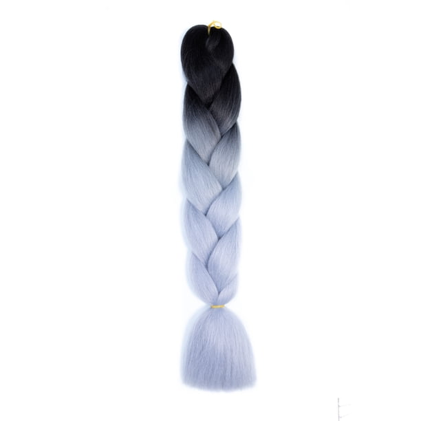 Xiao Hua Extensiones de cabello trenzado para mujeres, 6 paquetes de 100 g/paquete, 24 pulgadas, cabello trenzado sintético de alta temperatura para trenzas de crochet retorcidas, de negro a gris.