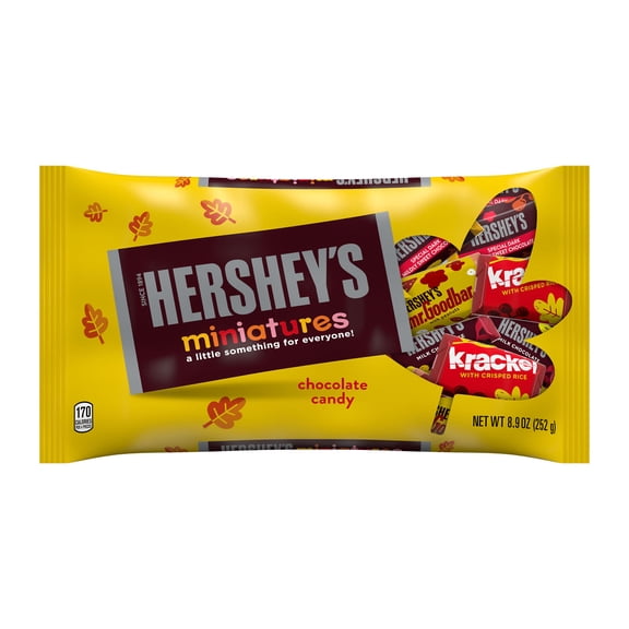 Hershey's Miniatures Assorted Chocolate, Fall Candy Bag, 8.9 oz