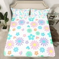 thumbnail image 2 of jejeloiu Colorful Daisy Blossom Full Size Sheets,Kawaii Cute Flowers Bed Sheets,Cartoon Floral Sheet Sets For Kids,Microfiber Bedroom Decor,4pcs, 2 of 7