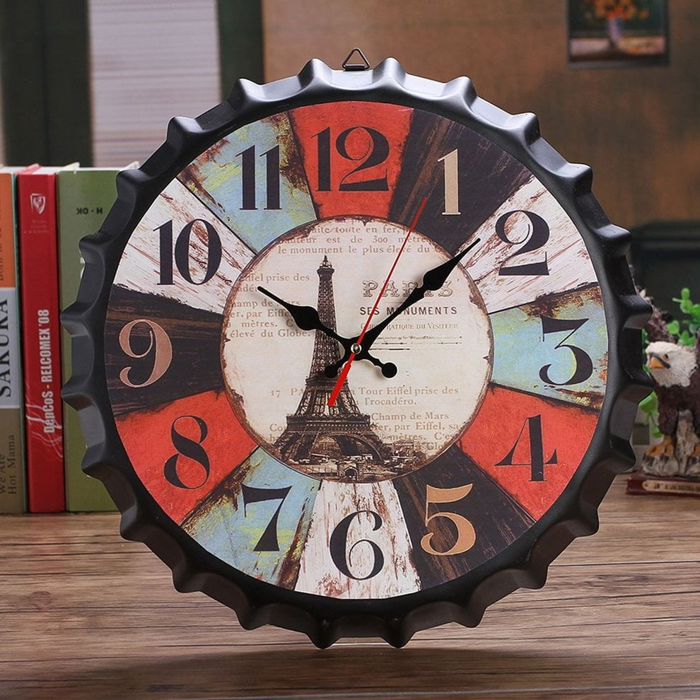 Classic 34cm Beer Bottle Cap Wall Clock Vintage Bar Home Coffee Shop Decor Walmart Canada
