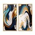 thumbnail image 2 of Designart "Abstract Fusion in Blue and Gold II" Abstract Framed Wall Art Set Of 2 - Blue Abstract Gallery Wall Frame Set For Home Decor, 2 of 6