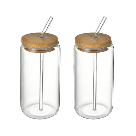 

Cola Cup Beer Glass Drinking Glasses 395ml/580ml Transparent Can Shaped With Bamboo Cover Creative 2pcs Dinnerware