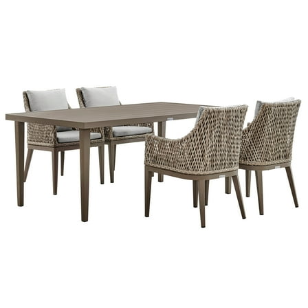 Outdoor Dining Set 5 Piece Aluminum Patio Furniture Set Gray