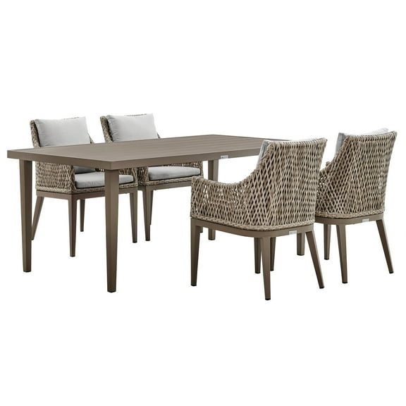 Outdoor Dining Set 5 Piece Aluminum Patio Furniture Set Gray