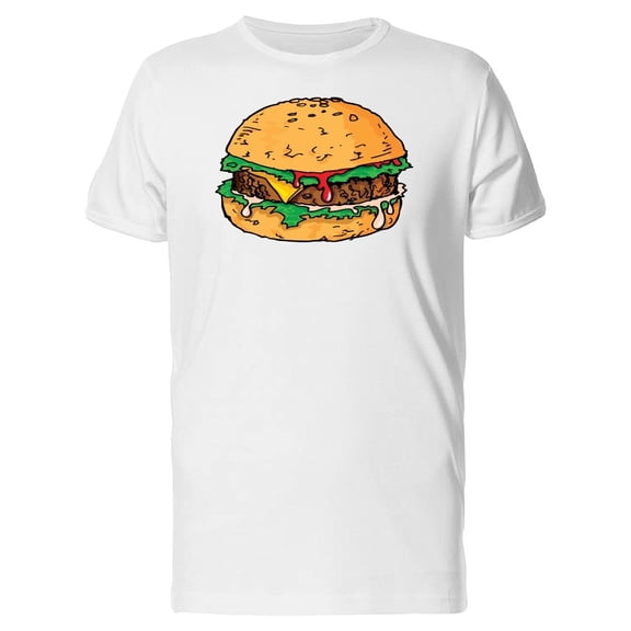 Cartoon Cheese Juicy Burger Tee Men's -Image by Shutterstock