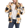 thumbnail image 4 of SWSMCLT Women's Long Sleeve Fuzzy Coat Hoodie Winter Pocket Sweatshirt Full Zip Top Hooded Fleece Fuzzy Cute Geometric Triangle Medium, 4 of 4