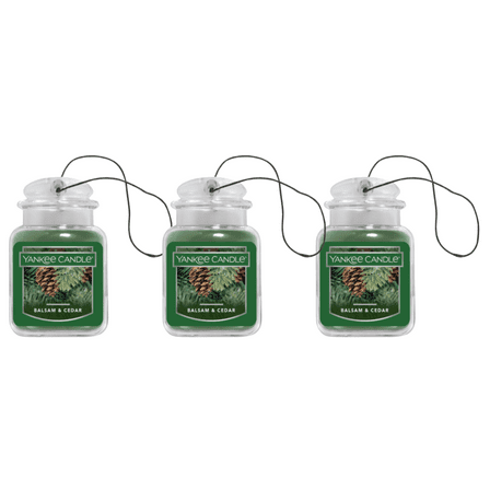 Yankee Candle Car Jar Ultimate, Balsam & Cedar, 0.96 oz 3 Pack