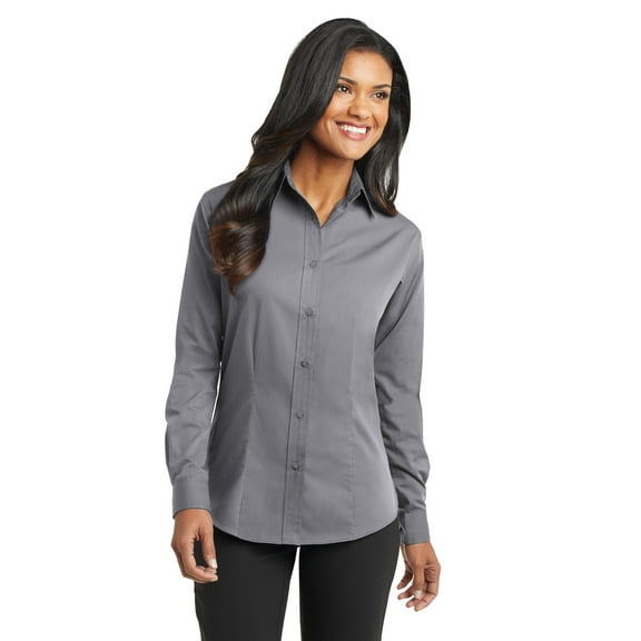 Port Authority Ladies Tonal Pattern Easy Care Shirt L613 - Grey - 4XL