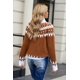 thumbnail image 1 of ABPHQTO Suéter De Mujer De Punto Con Estampado De Cuello Alto Albaricoque, 1 of 5