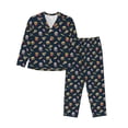 thumbnail image 1 of Fotbe Fast Food Conjunto de Pijama de Manga Larga para Mujer con Estampado, Ropa de Dormir de 2 Piezas, Conjunto de Casa Suave y Cómodo con Bolsillos-Large, 1 of 7