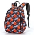 thumbnail image 1 of Patrón de baloncesto sobre fondo negro Mochila preescolar, 12,5 pulgadas Mochilas para niños pequeños para niños y niñas, 1 of 3