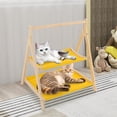 thumbnail image 3 of 2 Layer Cat Hammock Bed, Home Cat Bed for Indoor Cats Washable Cotton Cloth Pet Bed Sturdy Pine Wooden Cat Furniture for Small Cats, 3 of 10