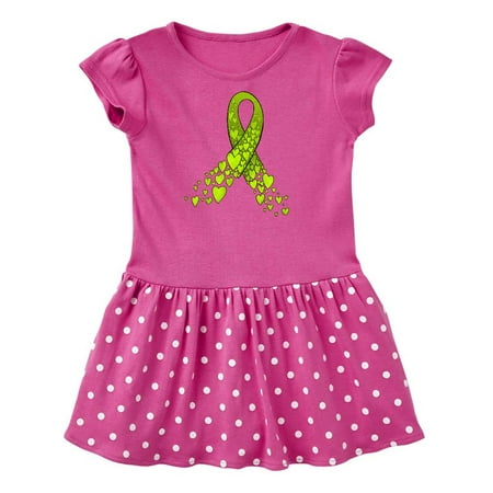 

Inktastic Lymphoma Awareness Lime Ribbon Made of Hearts Gift Toddler Girl Dress