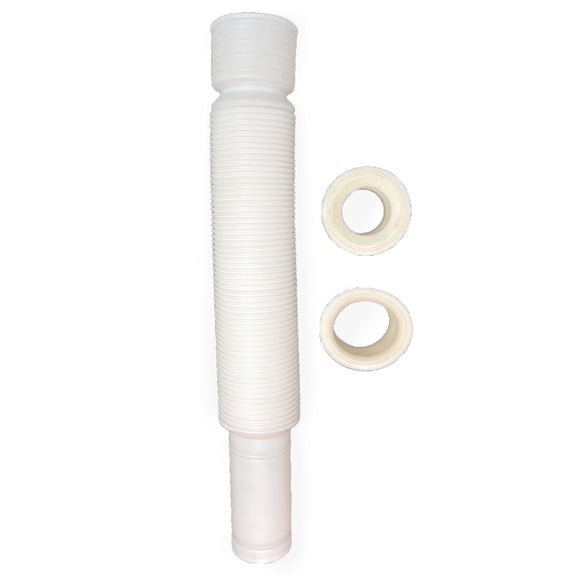 Flexible Sink Drain Pipe, 1-1/2" Expandable Flexible P-Trap Drain Pipe for 1 1/2" OR 1 1/4" Inlet pipe -12"-35" Total Length Sink P Trap, White, 1 PACK