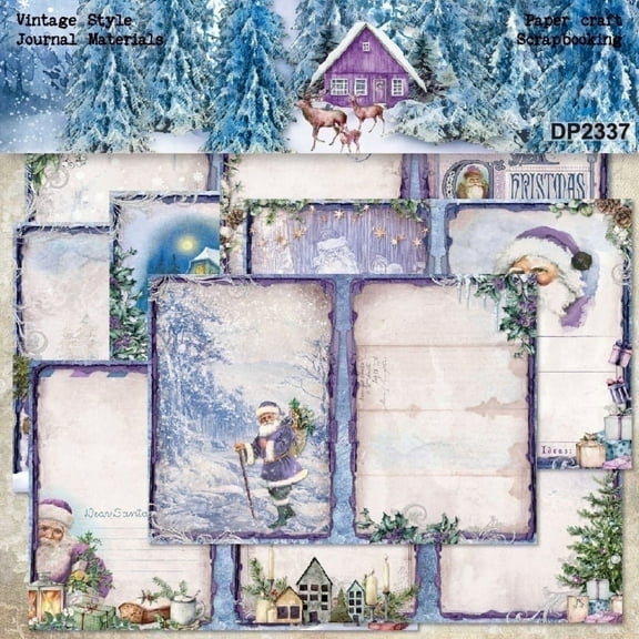 SunWMart A5 Size Scrapbook Paper, 16 Sheets Single Sided Decorative Vintage Scrapbooking Junk Journaling Supplies for Art Card Making Embellishments DIY Crafts