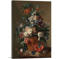 ARTCANVAS Vase Of Flowers 1722 Canvas Art Print by Jan Van Huysum - Size: 26" x 18" (0.75" Deep)