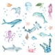 thumbnail image 3 of Adhesivos de pared con diseño de animales marinos, acuarela, vida marina, 3 of 4