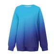thumbnail image 2 of UTSJKR Women's Casual Print Sweatshirts Long Sleeve Tunic Tops 2024 Fashion Gradient Color Crew Neck Blouses Vacation Basic Loose Fit Pullover Sweatshirts Tops Blue L, 2 of 5