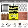 thumbnail image 4 of Slow Down Speed Limit 200 MPH Metal Sign, 12 x 16 Inches Traffic Sign, Black and Yellow Safety Sign, Easy Mounting Outdoor Use, 4 of 6