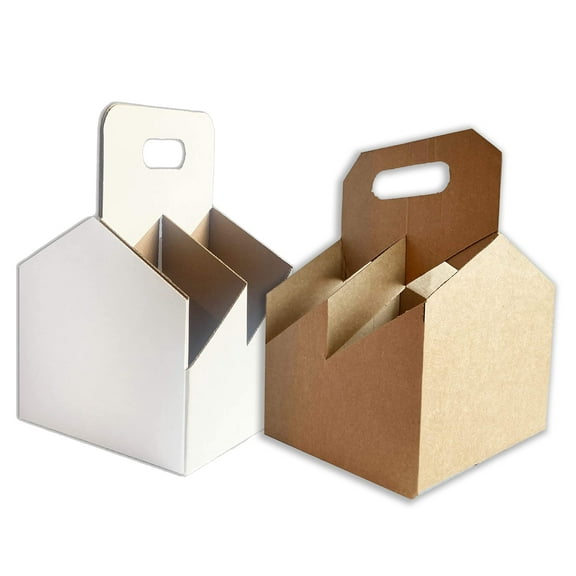 ICE N COLD 4 Pack White Corrugated Bottle Holder (QTY 60) | Fits 750 ml Bottles or 22oz Bottles | Sturdy Cardboard Carrier Holds Four Wine Bottles FAST SAME DAY SHIPPING