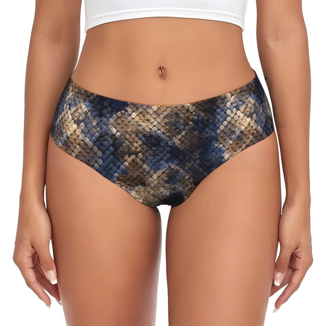 Fotbe Watercolor Snake Skin Calzones Estampados para Mujer – Ropa Interior de Algodón, Cómoda, Suave y Elástica-Small