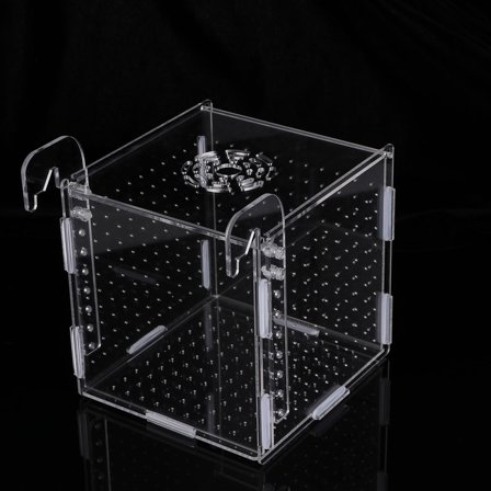 KAKOWELY Transparent Acrylic Fish Tank Breeding Isolation Box for Hatchery Use with Floating Cover 5.9 x 3.9 x 2.8 Inches