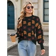 thumbnail image 6 of Women'S Fall Leaf Trendy Jacquard Sweater Casual Knitted Soft Cozy Pullover Sweaters, 6 of 7