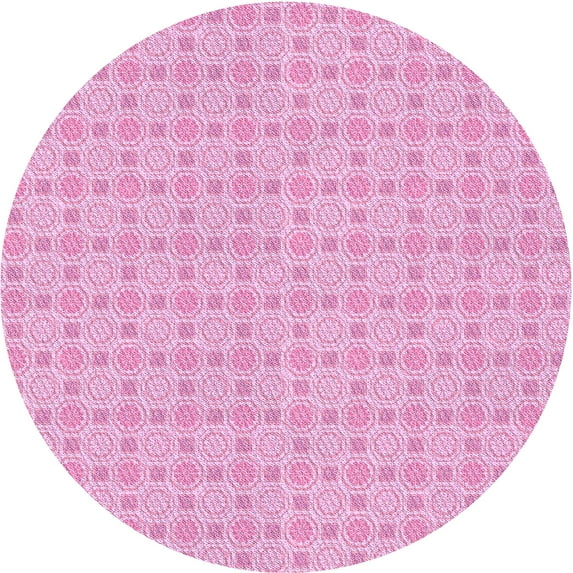 Ahgly Company Machine Washable Indoor Round Transitional Blossom Pink Area Rugs, 8' Round
