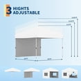 thumbnail image 2 of Riedhoff Pop up Canopy Tent 10 x 10 feet, One-Person Set up Adjustable Height, One Sidewall, White, 2 of 9