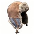 thumbnail image 4 of YUANxueke Trapper Hat for Men Winter Warm Suede Fuzzy Russian Ushanka Trooper Aviator Hats with Ear Flaps, 4 of 5