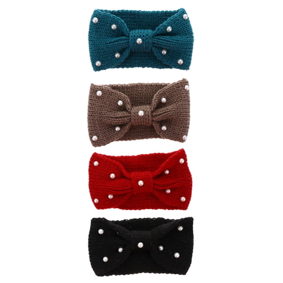 ELAYARD 4-Pack Warm Knitted Bowknot Headbands for Women, Perfect Hair Bands for Hiking and Outdoor Activities
