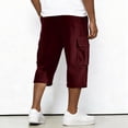 thumbnail image 4 of Dwelliawo Corduroy Long Cargo Shorts for Men Cargo Capri 3/4 Pants Multi-Pockets Long Shorts Summer Outdoor Elastic Waist Below Knee Pants Wine XL, 4 of 8