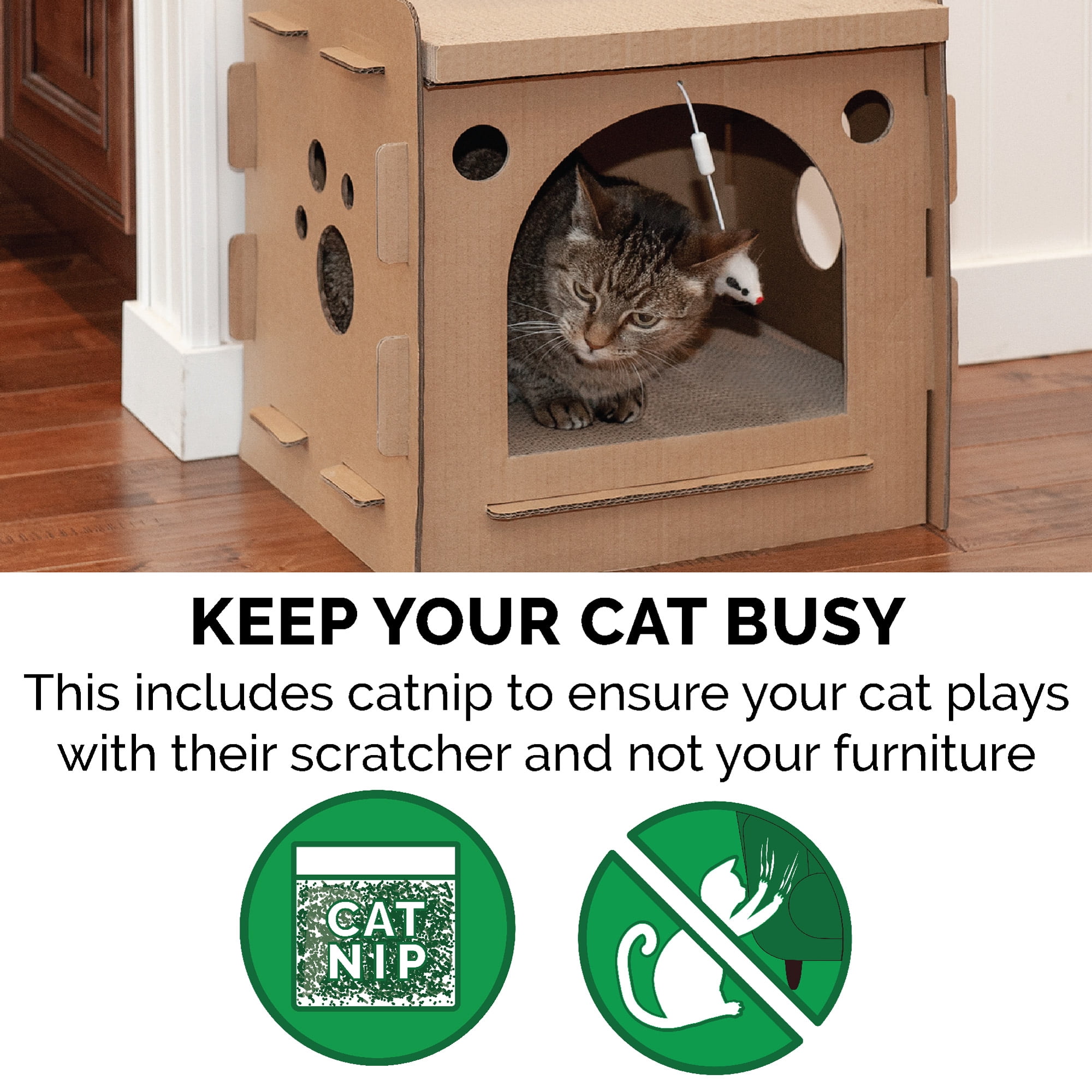 Tiger Tough Condo Hideaway Scratcher House With Toys & Catnip, 1 Count