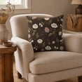 thumbnail image 4 of LOWLHOME Velvet Embroidered Floral Brown Decorative Pillow, 18" x 18", Embroidered Floral Decorative Cushion, Soft Square Accent Pillow for Bedroom Living Room, 4 of 6