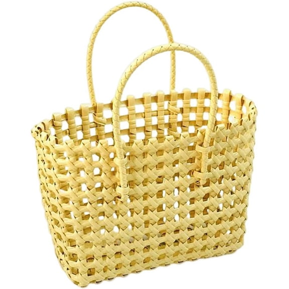 Kukuzhu Straw Tote Bag Simply Hollow Woven Bohemian Handbag Large Beach Shopping Basket Bag
