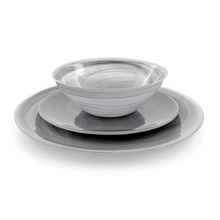 

Red Pomegranate Collection 0808-7 Nuage Dinnerware Set Graphite - 12 Piece