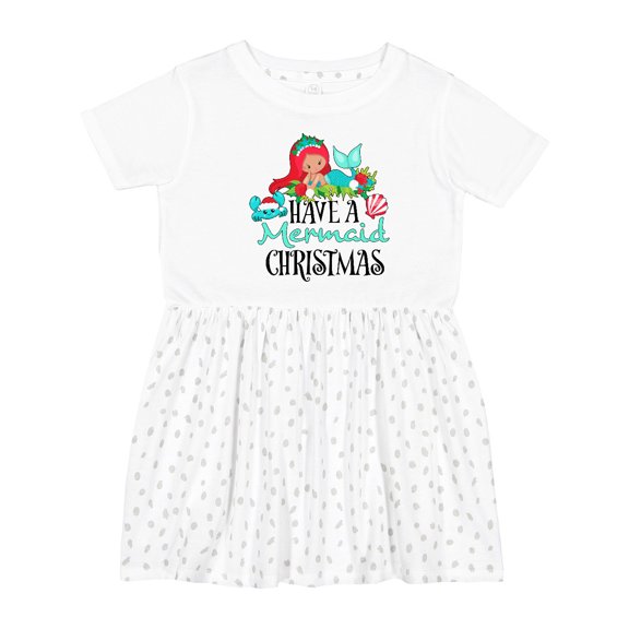 Inktastic Have a Mermaid Christmas with Crab and Seashell Girls Toddler Dress