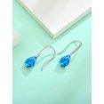 thumbnail image 5 of VESITIM 8X12mm Solitaire Teardrop Hook Sterling Silver Solitaire March Birthstone Created Blue Aquamarine Dangle Drop Earring for Women Jewelry Gift, 5 of 7