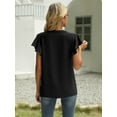 thumbnail image 3 of UVN Ruffle Blouses for Women Summer Casual Chiffon Shirts V Neck Loose Short Sleeve Tunic Tops, 3 of 5