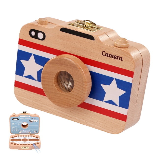 XWSHYW Aparatos Electrónicos Caja para Guardar Dientes, Regalo para Niños y Niñas, Recuerdo para Niños, Madera Acumulada