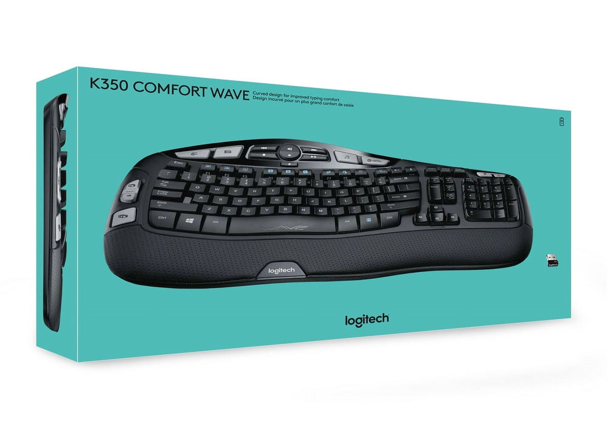 Logitech K350 Full Size Wireless Keyboard, Black with Windows