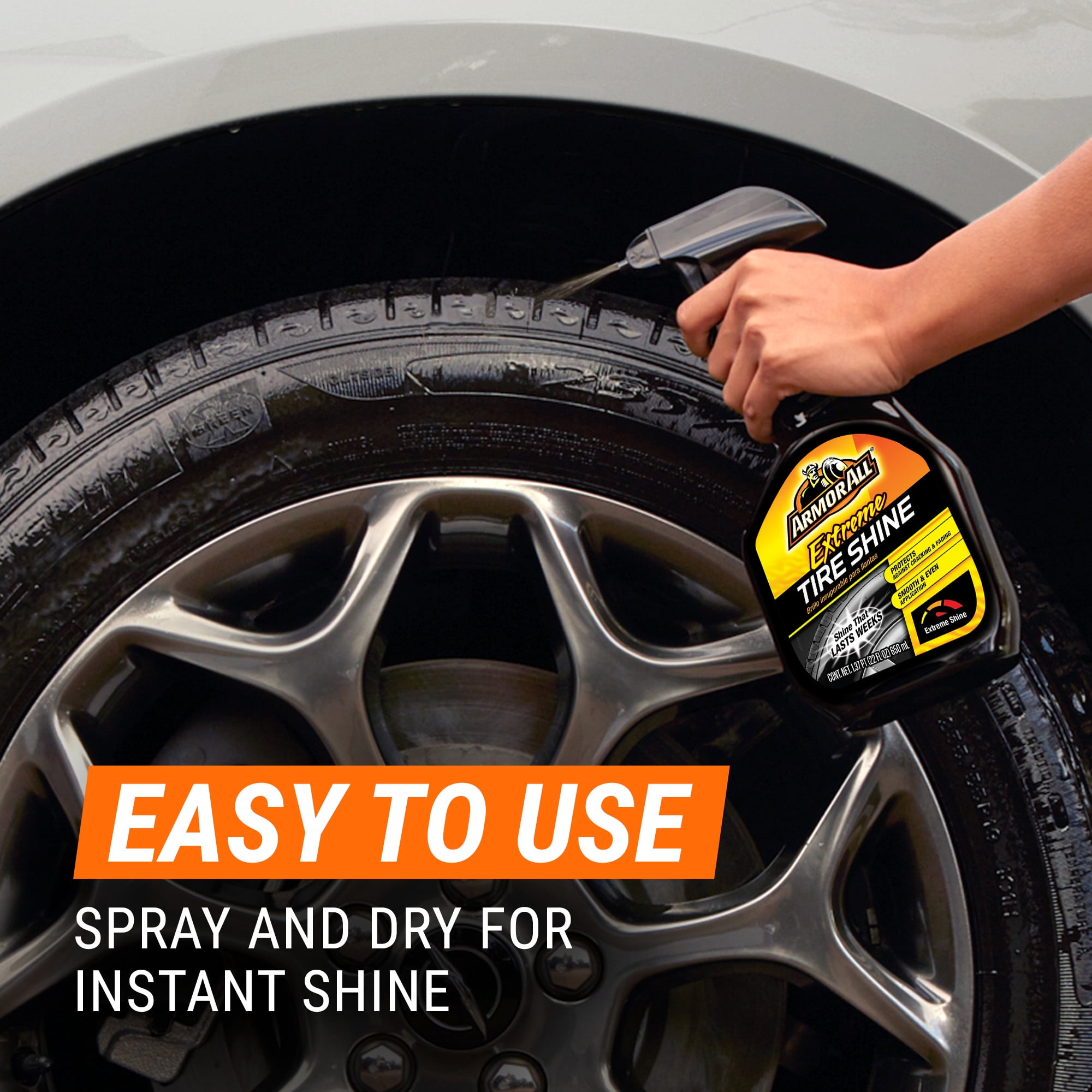 (2 pack) Armor All Extreme Tire Shine Spray for Car Detailing, 22 fl oz Bottle​