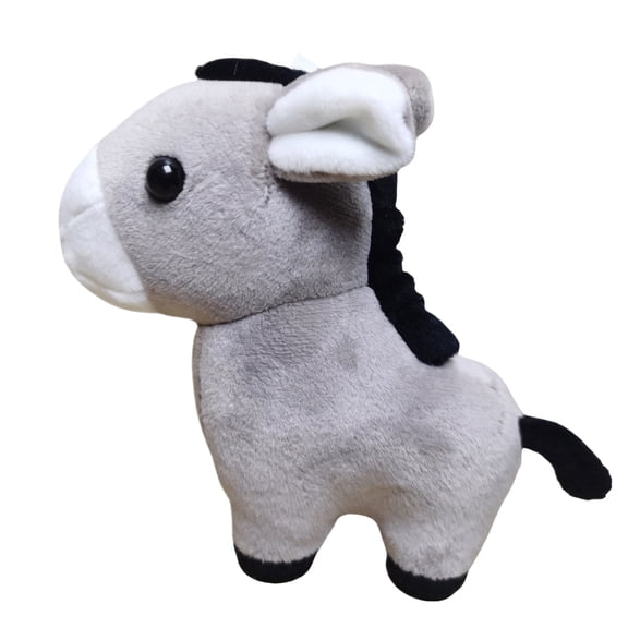 Realistic Donkey Plush Toy, Soft Gray Farm Animal Stuffed Doll for Home Decoration and Play, Cuddly Equine Friend for All Ages and Fans 3.9-inch