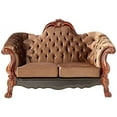 thumbnail image 2 of ACME Dresden Loveseat w/5 Pillows, Golden Brown Velvet & Cherry Oak, 2 of 5