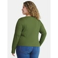 thumbnail image 2 of Terra & Sky Women's Plus Long Sleeve Notch Neck Top, 2 of 6