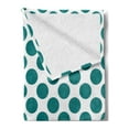 thumbnail image 2 of Teal Soft Flannel Fleece Throw Blanket, Traditional Polka Dots Pattern Design Vibrant Colored Geometrical Elements, Cozy Plush for Indoor and Outdoor Use, 50" x 60", Teal White, by Ambesonne, 2 of 5