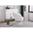 thumbnail image 3 of Modern 360 Degree Swivel Accent Chair with Hollow Backrest, Comfy Faux Fur Armchair with Non-slip caps, Curvaceous Round Barrel Chair for Living Room, Bedroom and Office, White, 3 of 9