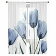 thumbnail image 3 of Blue Tulip Flower Sheer Curtains 72 Inches Long 2 Panels Set, Window Sheer Curtains for Living Room/Bedroom, Vintage Spring Plant Floral Botanical Light Filtering Rod Pocket Curtain 52'' x 72'' x 2, 3 of 7